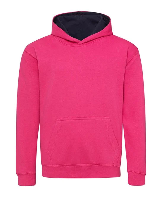Hot Pink / French Navy JH03J kids hooded sweatshirt
