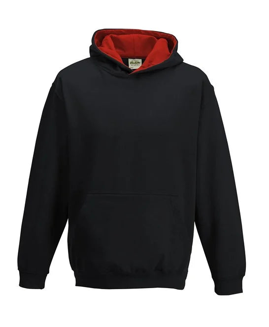 Jet Black / Fire Red JH03J kids hooded sweatshirt