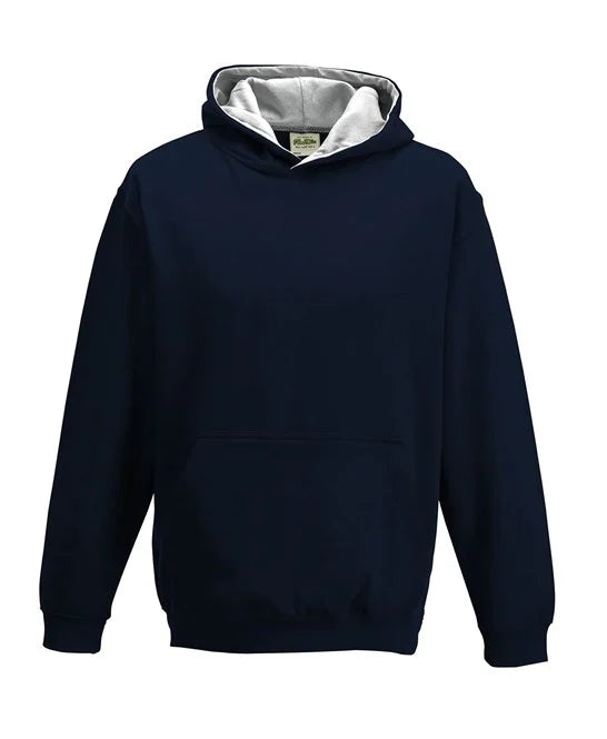New French Navy / Heather Grey JH03J kids hooded sweatshirt