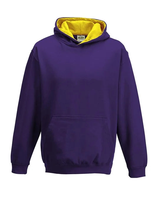 Purple / Sun Yellow JH03J kids hooded sweatshirt