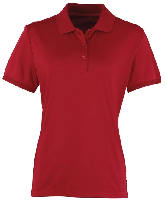 Burgundy women's performance polo shirt