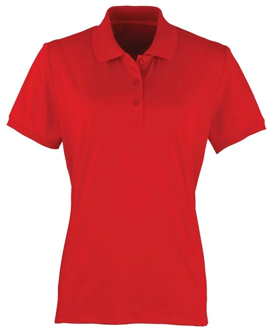 Red women's performance polo shirt