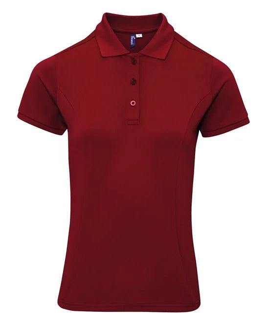 Burgundy women's performance polo shirt
