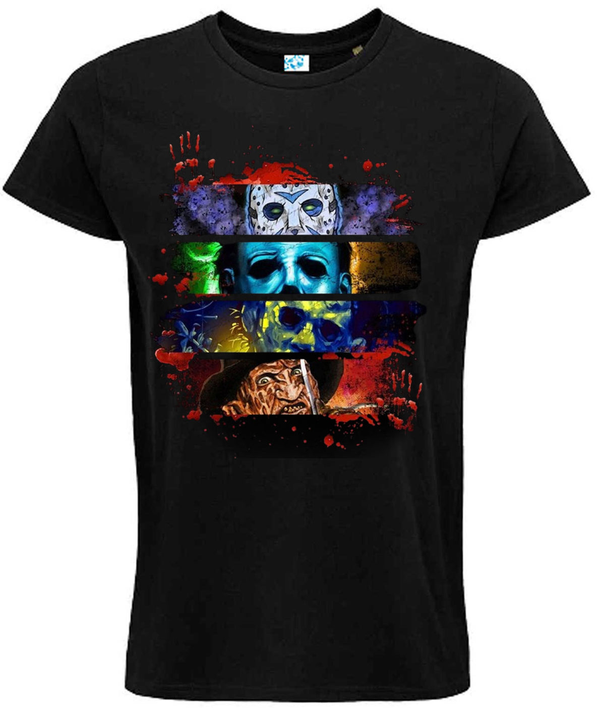Halloween Horror Movie Icons Graphic T-Shirt – Classic Slasher Characters Black Tee